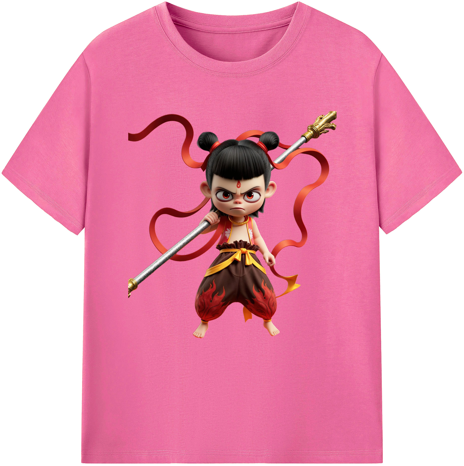 （画像用） Ne Zha 2 ナタ 魔童の大暴れ レディースカジュアルプリントTシャツ（綿100％）